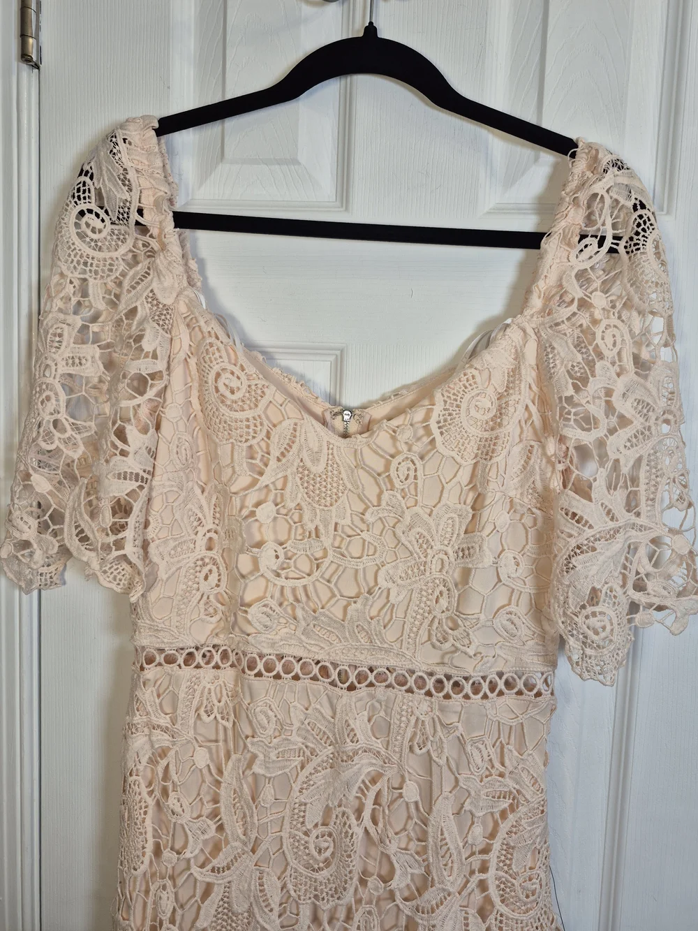 NWT Lulus Briarwood Blush Pink Lace Ruffled Midi Dress Cottagecore Wedding Guest - Picture 4 of 9